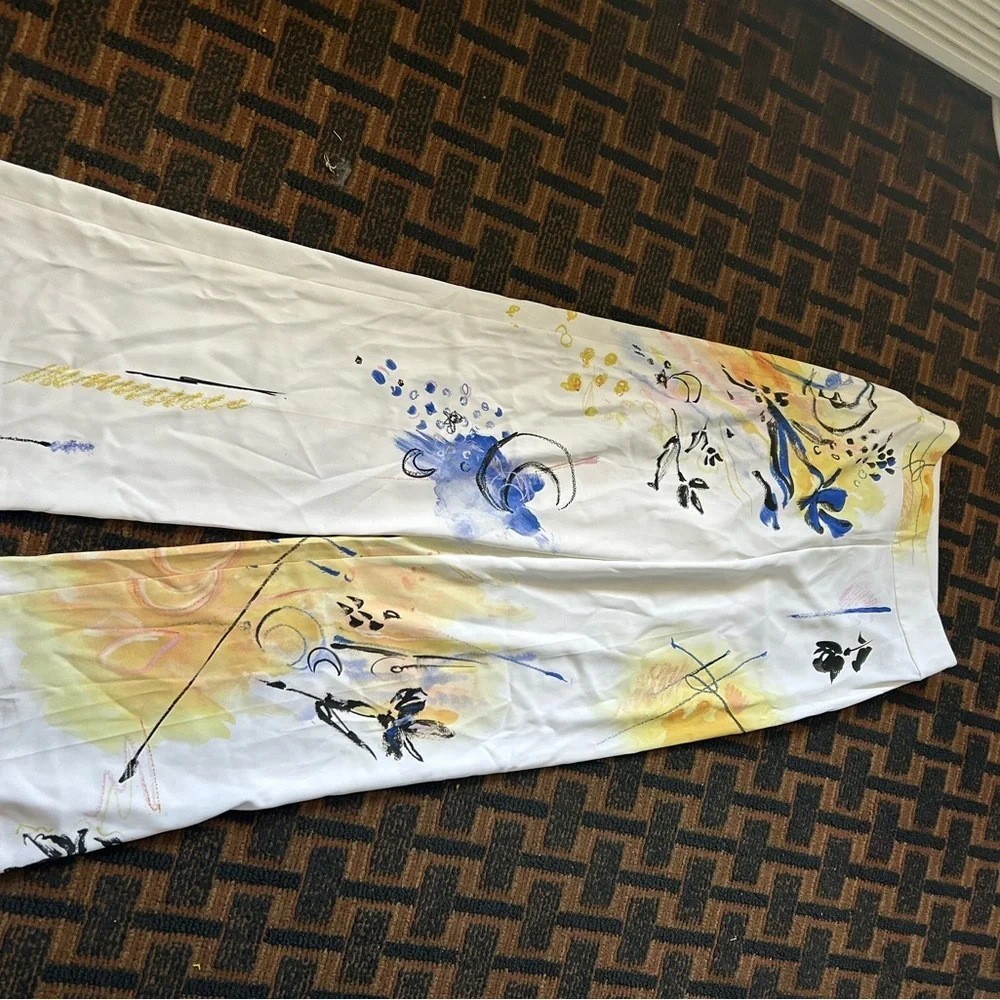 Babaton size 4 Floral Print Wide-Leg Pants - Picture 2 of 3